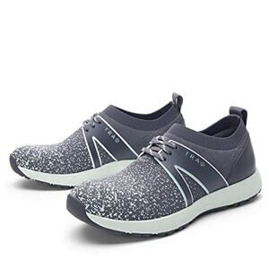 TRAQ by Alegria Qarma Gray Mint Knit Walking Sneakers EU 43